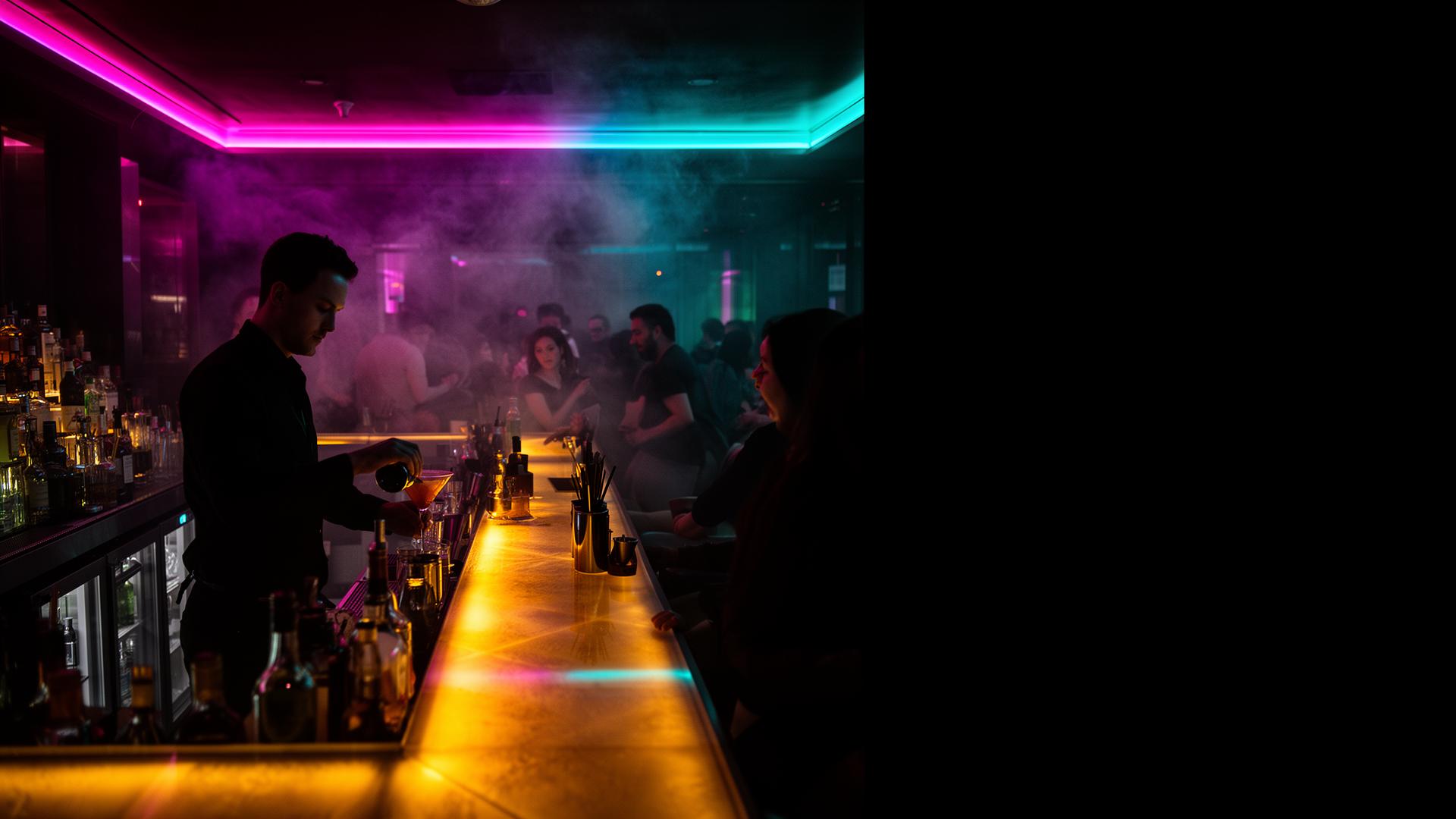 Nightlife bar with neon lights